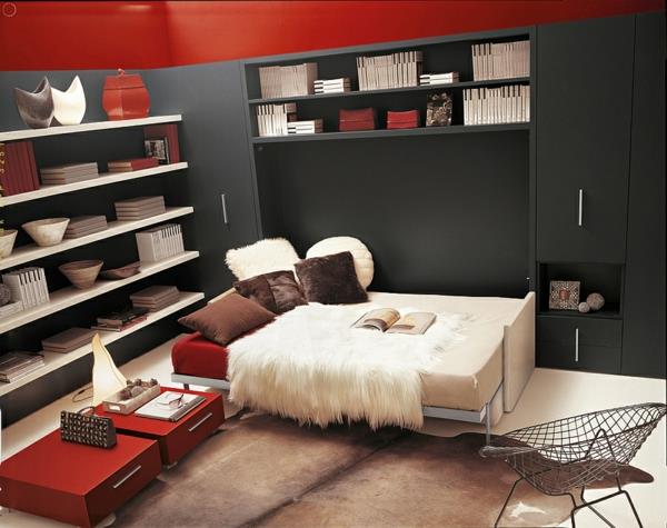 ιδέες διαβίωσης πτυσσόμενο κρεβάτι ντουλάπα κρεβάτι μαύρο σύστημα ντουλάπας