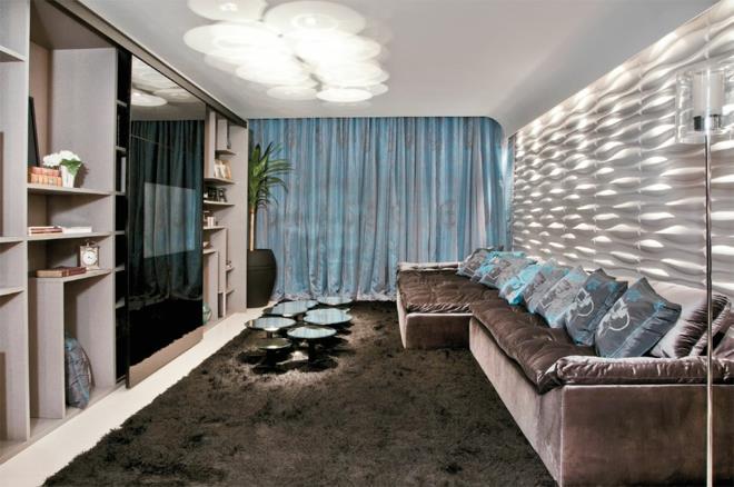 μοντέρνα μονάδα τοίχου σαλόνι καναπές επίπλωση ιδέες χαλί