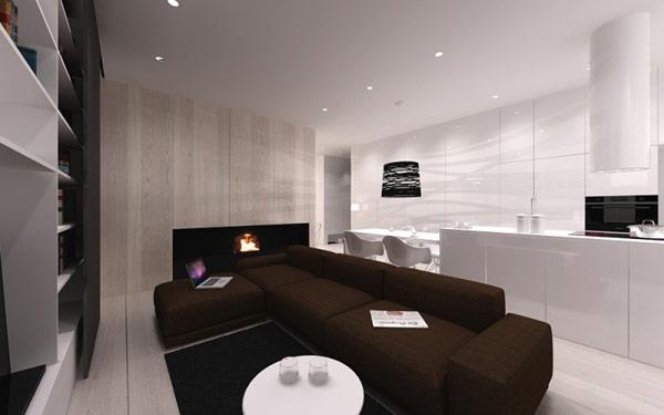 νέο σαλόνι σύγχρονης αρχιτεκτονικής απλού σχεδιασμού