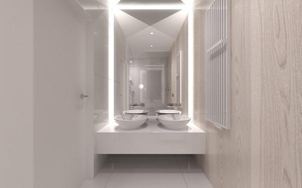 μοντέρνα σύγχρονη αρχιτεκτονική απλό λευκό μπάνιο