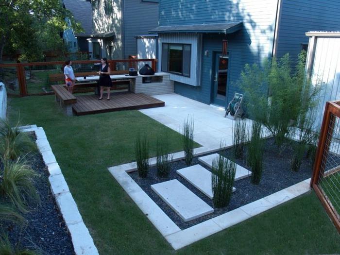 μοντέρνο κήπο με κομψούς εξωτερικούς χώρους