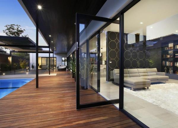 μοντέρνο αρχιτεκτονικό σπίτι balaclava δρόμος ξύλινη πόρτα βεράντα