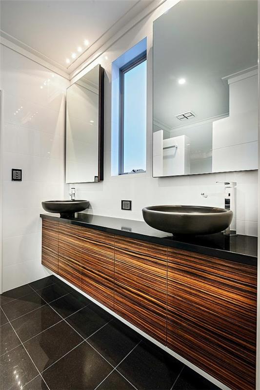 μοντέρνο αρχιτεκτονικό σπίτι φωτισμός καθρέφτης μπάνιου μαύρος νεροχύτης