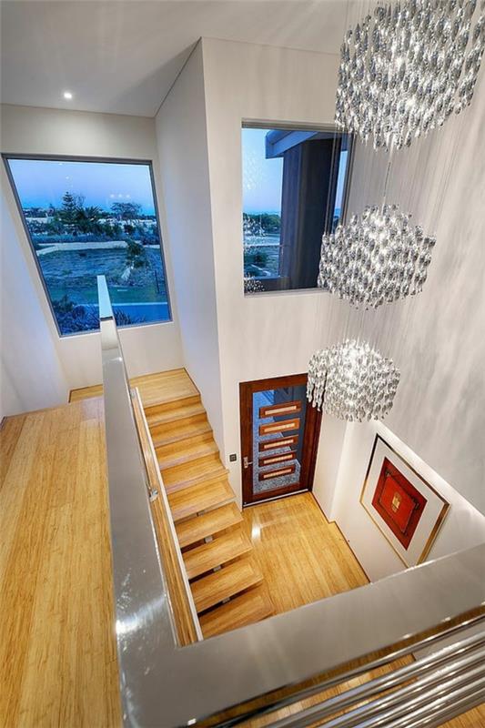 μοντέρνο αρχιτεκτονικό σπίτι φωτισμός πολυέλαιος σκάλας