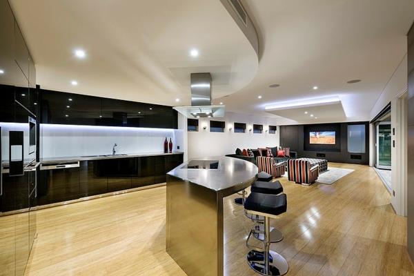 μοντέρνο αρχιτεκτονικό σπίτι φωτισμός καθιστικό κουζίνα