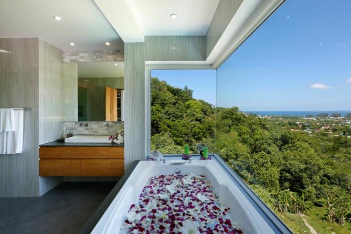 μοντέρνο μπάνιο μπανιέρα εικόνα παράθυρο λουτρό λουλουδιών