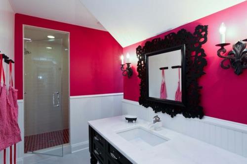 μοντέρνο μπάνιο ροζ σχεδιασμός φωτεινό νεροχύτη τοίχου