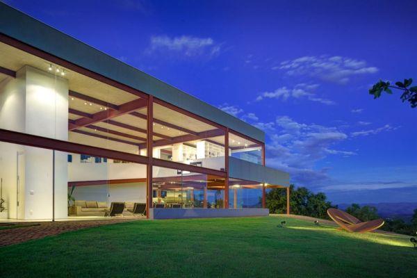μοντέρνα αρχιτεκτονική πρόσοψης βραζιλιάνικου σπιτιού εξωτερική