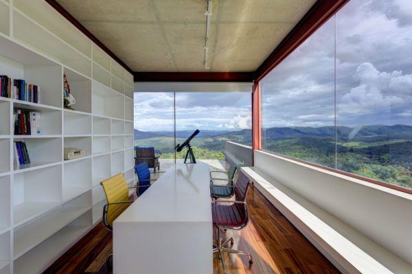 αρχιτεκτονικό βραζιλιάνικο σπίτι τραπέζι γραφείου ξύλινο δάπεδο