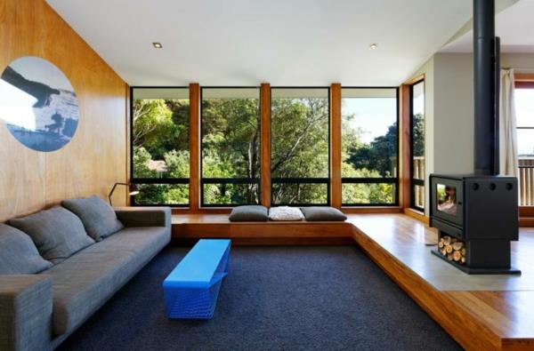 μοντέρνο σχεδιαστή σπιτιού σαλόνι τζάκι καναπές τραπεζάκι σαλονιού