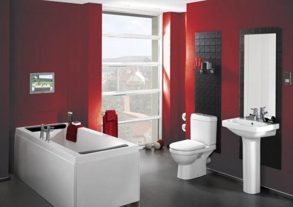 μοντέρνες σκούρες κόκκινες ιδέες σχεδιασμού μπάνιου