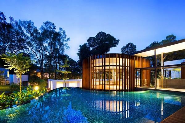 μοντέρνο σπίτι βιώσιμη αρχιτεκτονική ιδέες φωτισμού κήπου βεράντα κήπου πισίνας