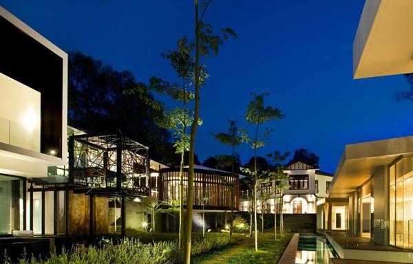μοντέρνο σπίτι οθόνης σπίτι Σιγκαπούρη εξωτερική βιώσιμη αρχιτεκτονική φωτισμός κήπου