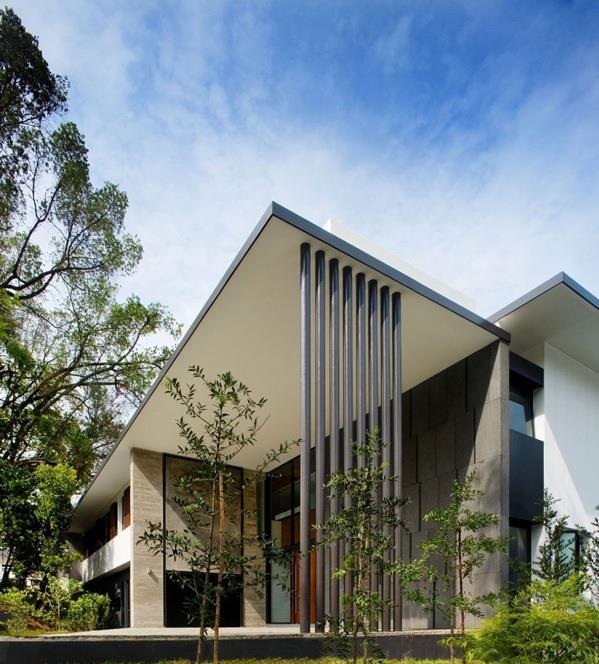 μοντέρνο σπίτι Σιγκαπούρη screen house βεράντα εξωτερική βιώσιμη αρχιτεκτονική