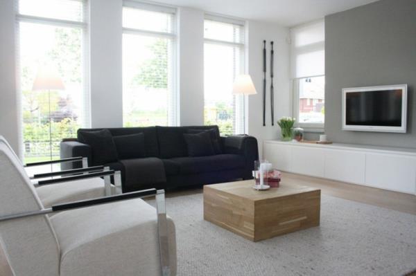 μοντέρνος πανέμορφος σχεδιασμός σπιτιού σαλόνι λευκός μαύρος καναπές