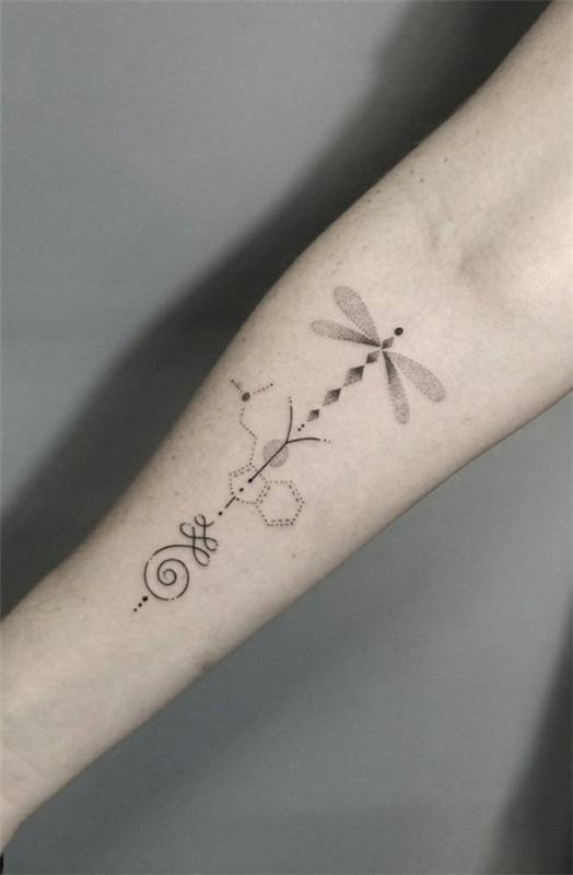 μοντέρνο unalome τατουάζ λιβελλούλη