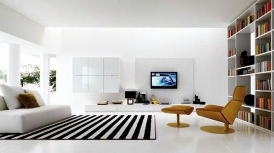 μοντέρνο σαλόνι σχεδιασμός μινιμαλιστική μαύρη λευκή πολυθρόνα σχεδιαστής relax