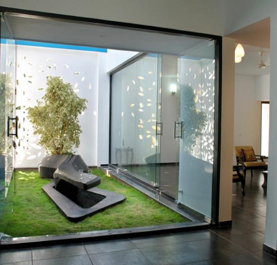 μοντέρνο δροσερό σχεδιασμό κήπου γυάλινοι τοίχοι πρωτότυπο