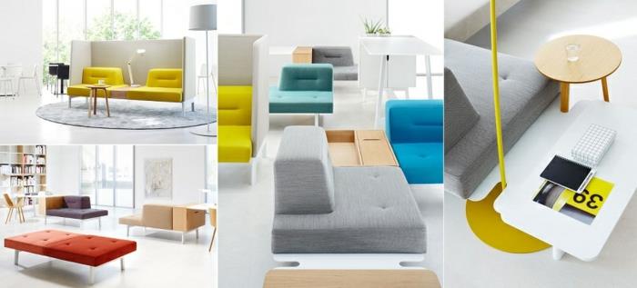 αρθρωτός καναπές και έπιπλα γραφείου σχεδιαστών εργονομικά και πολύχρωμα