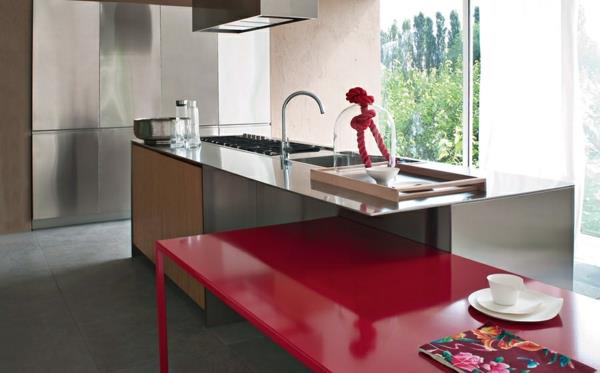 αρθρωτές κουζίνες κουζίνες σχεδιασμός κόκκινο τραπέζι