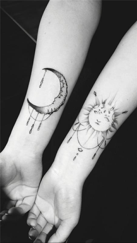 φεγγάρι ήλιος τατουάζ καρπό