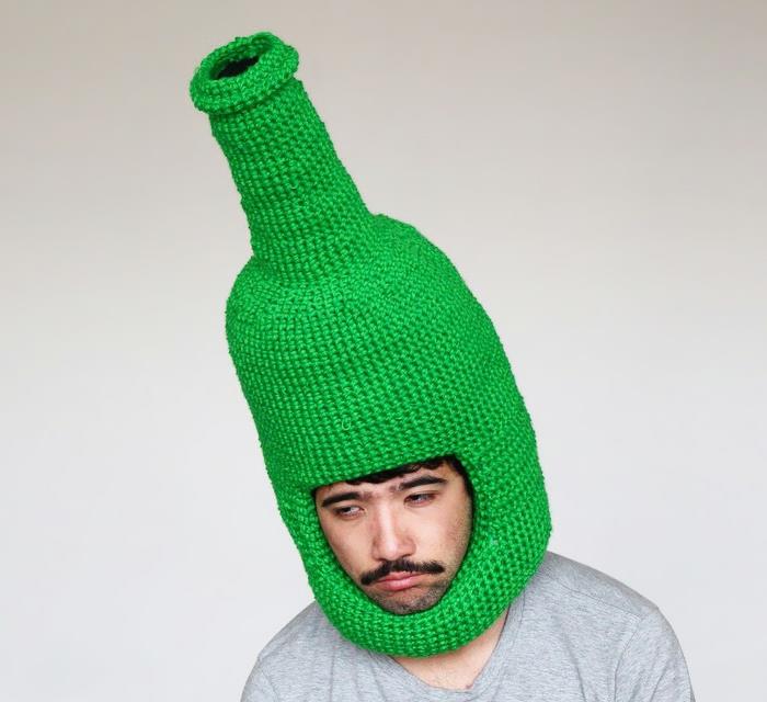 πλεκτό καπέλο πρωτότυπο πλεκτό πράσινο μπουκάλι
