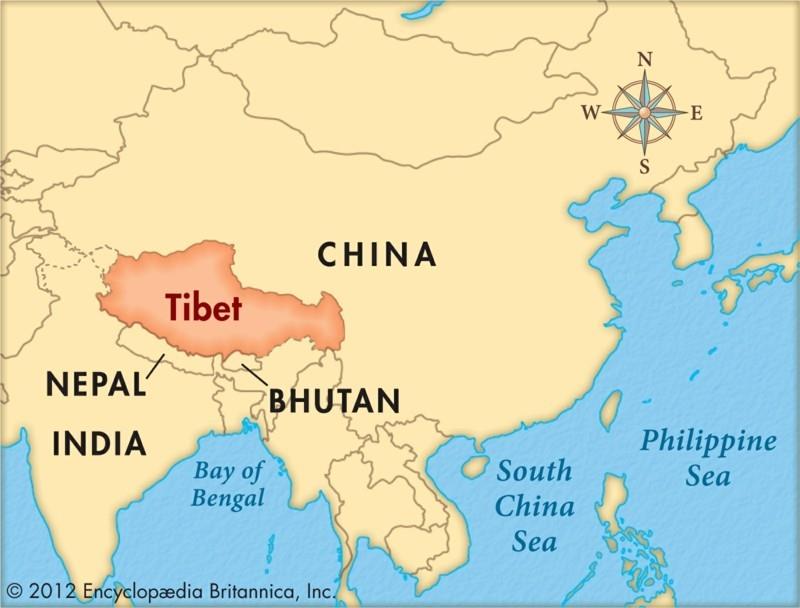 Ταξιδέψτε στον χάρτη του Θιβέτ των γειτονικών χωρών