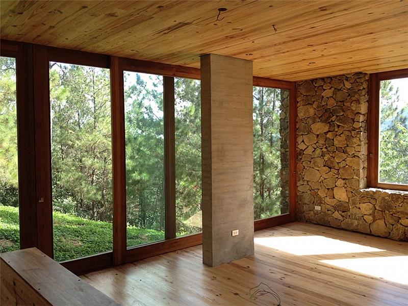 βιώσιμη αρχιτεκτονική μοντέρνο εσωτερικό σχέδιο ξύλο και πέτρα