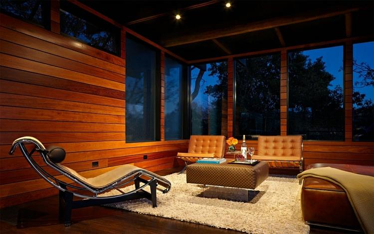 βιώσιμη αρχιτεκτονική και σχεδιασμός σαλόνι ξύλινα έπιπλα χαλιά