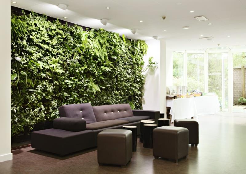 βιώσιμες ιδέες για δημιουργικό σχεδιασμό τοίχων καθιστικό κάθετου κήπου