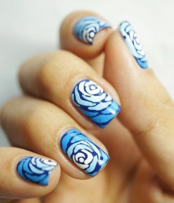 νύχια σχεδιασμό μπλε τριαντάφυλλα
