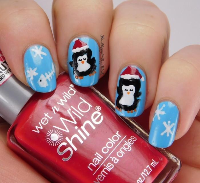 σχέδιο νυχιών χειμερινά χριστουγεννιάτικα μοτίβα εορταστικά νύχια πιγκουίνια