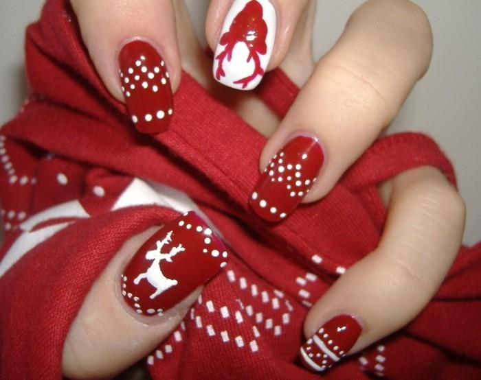 σχέδιο νυχιών χειμερινά χριστουγεννιάτικα μοτίβα χριστουγεννιάτικα νύχια κόκκινα