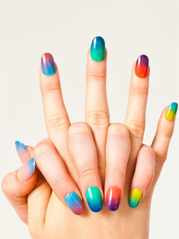 νύχια σχεδίασης nailart πολύχρωμα νύχια βερνίκι νυχιών χρώματα ουράνιου τόξου