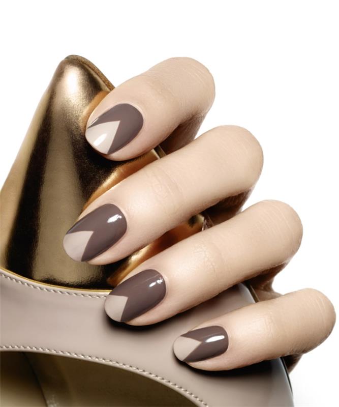 νύχια σχεδίασης nailart γεωμετρικό τζελ νύχια γυμνά καπουτσίνο χρώματα
