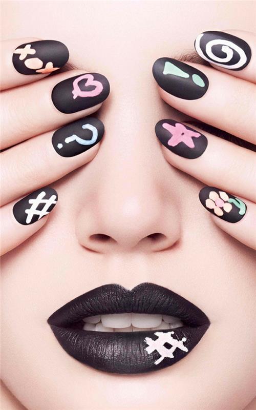 νυχιών σχέδιο nailart μαυροπίνακας μαύρο ματ