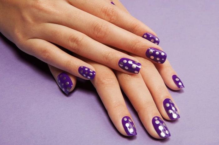 σχέδια νυχιών νυχιών σχέδιο nailart μοβ ασημί βερνίκι νυχιών