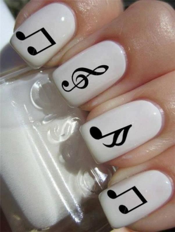 νύχια nailart μουσική σημειώσεις nailart μαύρο άσπρο