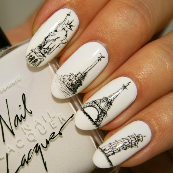 σχέδια νυχιών νυχιών σχέδιο nailart βερνίκι νυχιών τζελ καρφιά Άιφελ πύργος μνημεία μνημεία μοτίβα