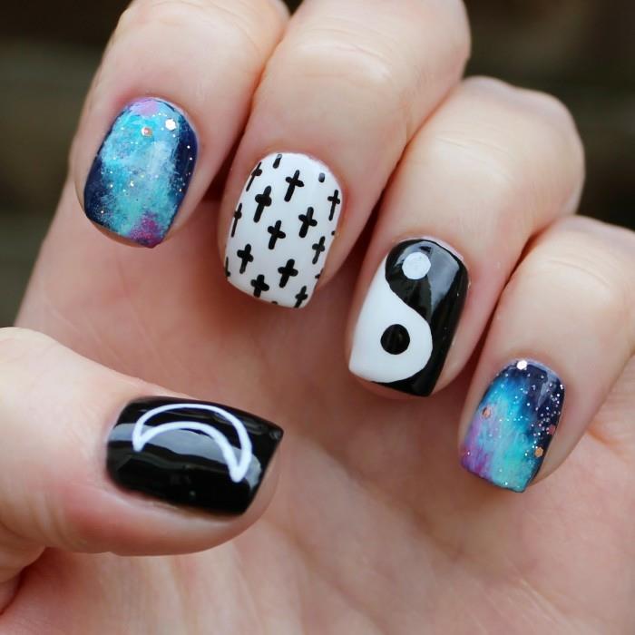 νυχιών σχέδιο nailart βερνίκι νυχιών θρησκείες σταυρός αστέρια ημισέληνος φεγγάρι yang