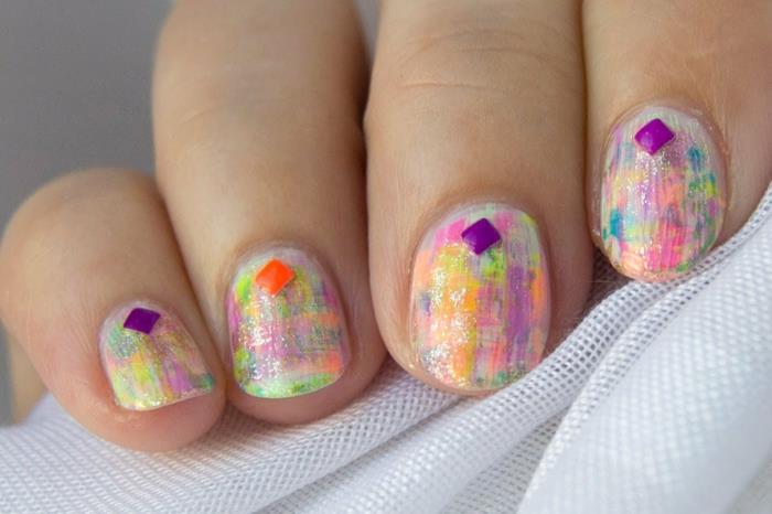 σχέδια νυχιών νυχιών σχέδιο nailart χρώματα νέον αφηρημένα κοντά νύχια βερνίκι νυχιών