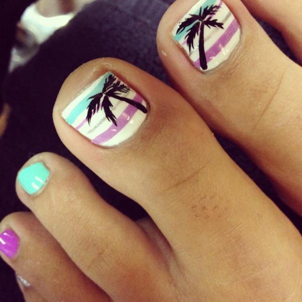 nail art θέμα πεντικιούρ θαλάσσιας άμμου και έμπνευσης για τη θάλασσα