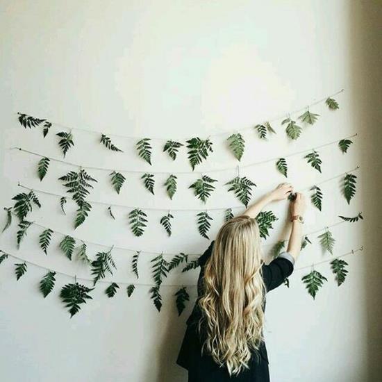φυσική διακόσμηση τοίχου από μακριά φύλλα