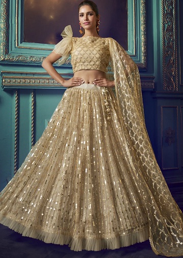 İşlemeli File Lehenga