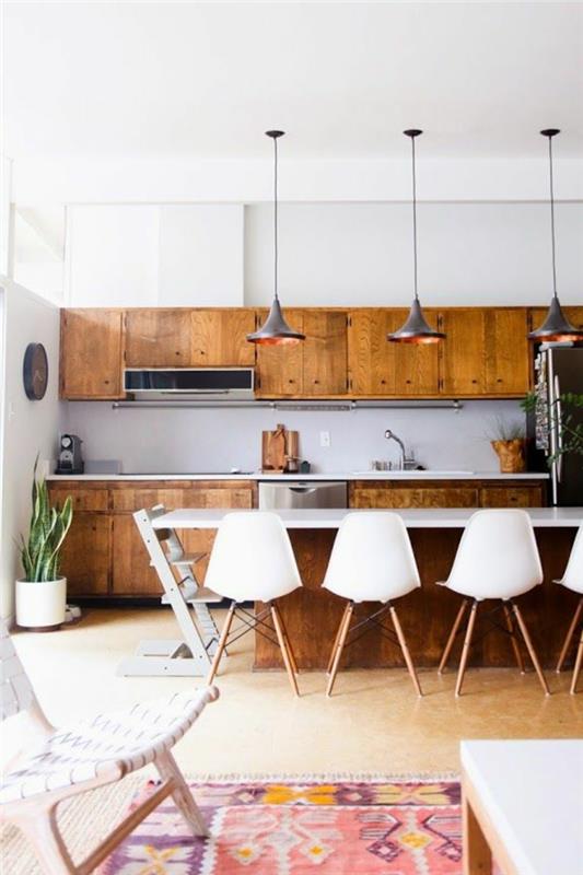 νέα πρόσοψη κουζίνας από ξύλινες καρέκλες eames ανανεώνουν τα μέτωπα κουζίνας