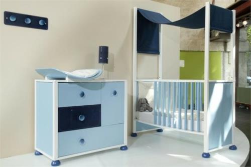 νέο μοντέρνο παιδικό δωμάτιο μπλε ντουλάπα βρεφικό κρεβάτι