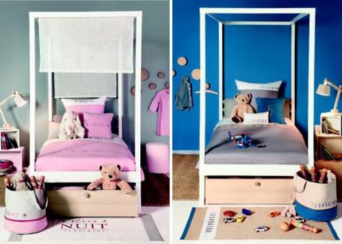 νέο μοντέρνο παιδικό δωμάτιο μπλε ροζ σχέδιο νεαρό κορίτσι