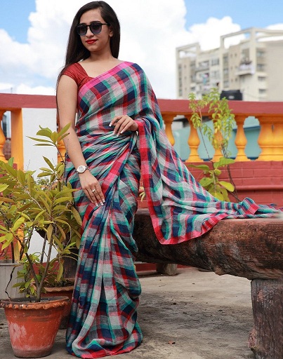 Patikrinta Linen Saree