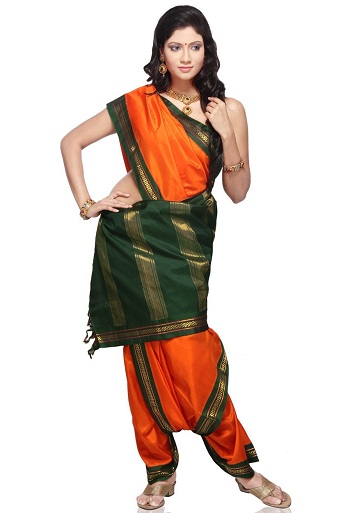 Oranžinė ir žalia Madisar Saree