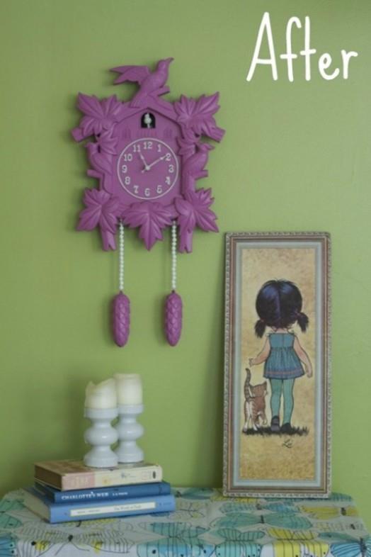 Ρολόγια κούκου διακόσμηση παιδικού δωματίου κορίτσια μοβ